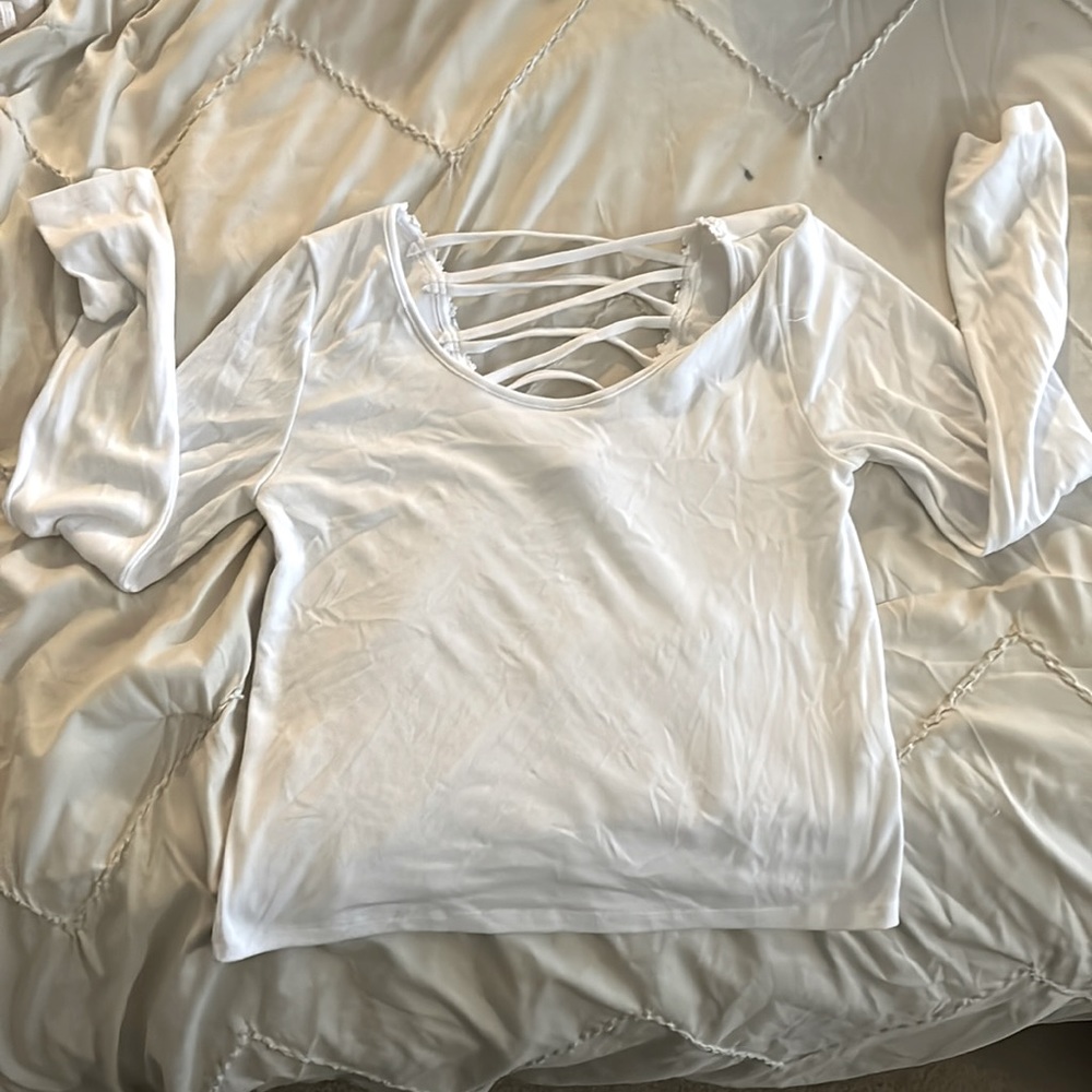 Derek Heart L white crop top